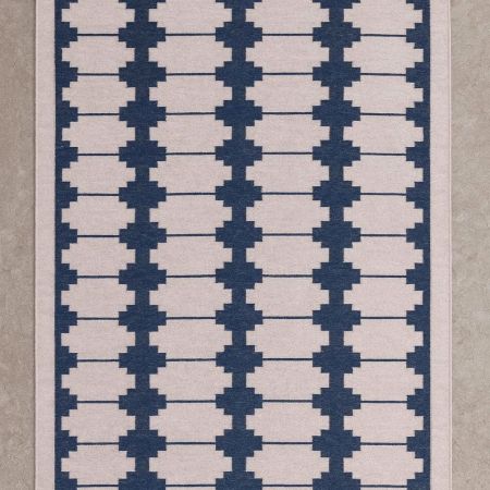 Handmade Black And Beige Cotton Minimalist Dhurrie For Living Room